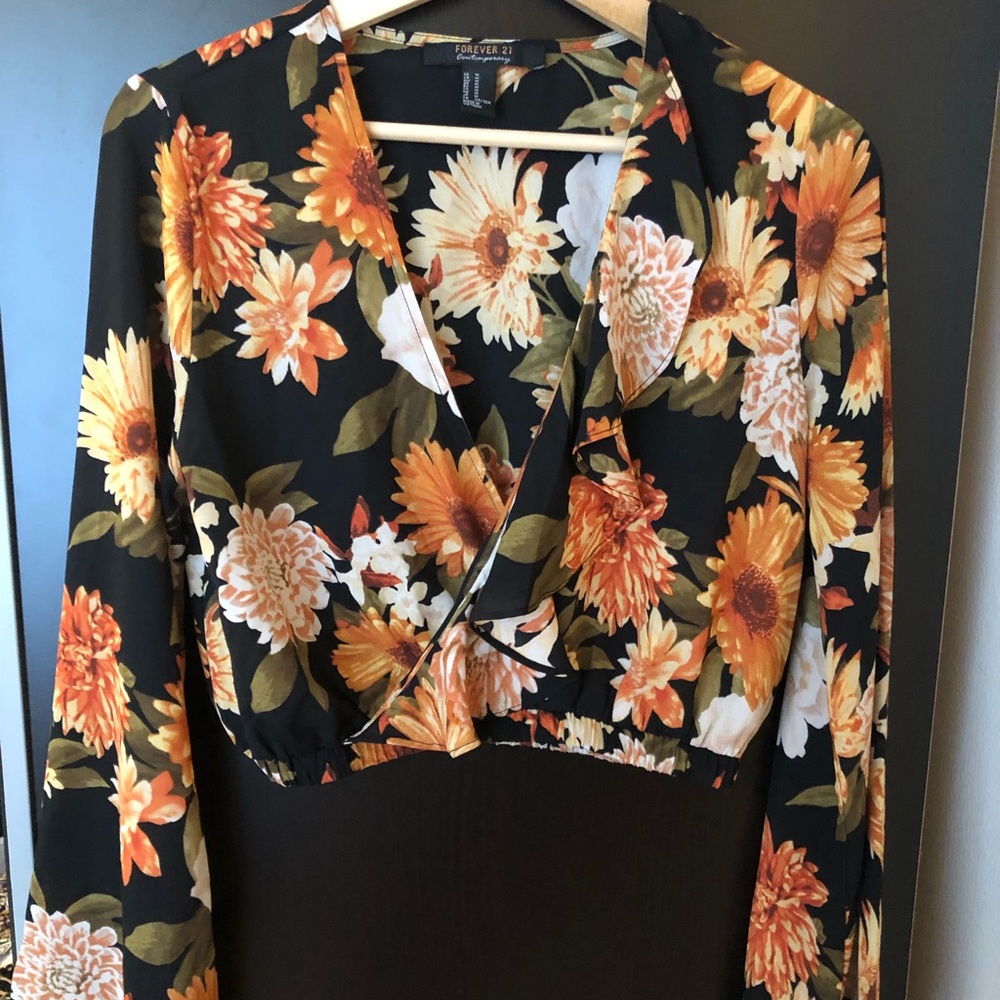 Forever 21 Sunflower Crop Top